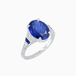 Load image into Gallery viewer, Art Deco Inspired Oval Cut Ring with Gemstone Side Accents - Shahin Jewelry