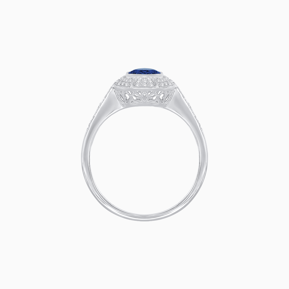 Art Deco Inspired Oval Cut Sunburst Diamond Halo Ring - Shahin Jewelry