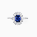 Load image into Gallery viewer, Art Deco Inspired Oval Cut Sunburst Diamond Halo Ring - Shahin Jewelry