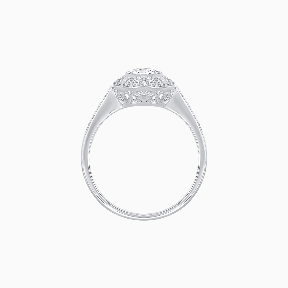 Art Deco Inspired Oval Cut Sunburst Diamond Halo Ring - Shahin Jewelry
