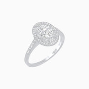 Art Deco Inspired Oval Cut Sunburst Diamond Halo Ring - Shahin Jewelry