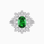 Load image into Gallery viewer, Art Deco Inspired Oval Cut Tapered Baguette Halo Ring - Shahin Jewelry