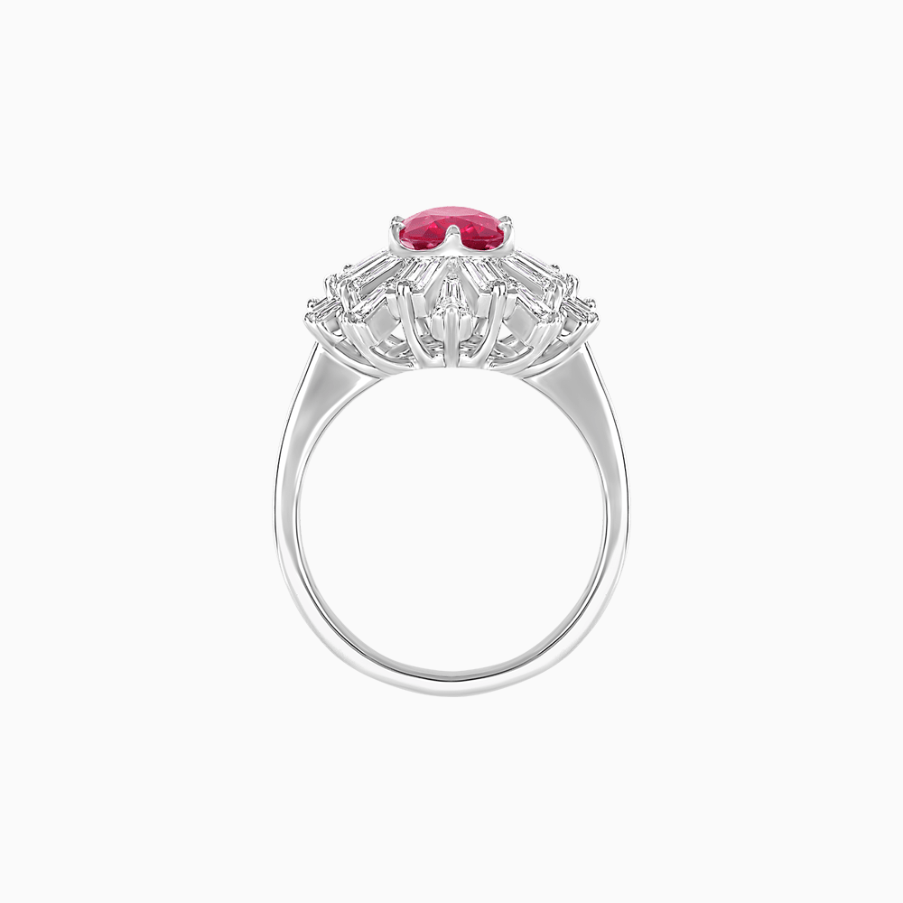 Art Deco Inspired Oval Cut Tapered Baguette Halo Ring - Shahin Jewelry