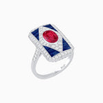 Load image into Gallery viewer, Art Deco Inspired Oval Gemstone Mosaic Diamond Ring - Shahin Jewelry