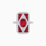 Load image into Gallery viewer, Art Deco Inspired Oval Gemstone Mosaic Diamond Ring - Shahin Jewelry