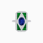 Load image into Gallery viewer, Art Deco Inspired Oval Gemstone Mosaic Diamond Ring - Shahin Jewelry