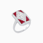 Load image into Gallery viewer, Art Deco Inspired Oval Gemstone Mosaic Diamond Ring - Shahin Jewelry