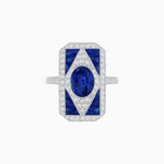 Load image into Gallery viewer, Art Deco Inspired Oval Gemstone Mosaic Diamond Ring - Shahin Jewelry