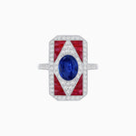 Load image into Gallery viewer, Art Deco Inspired Oval Gemstone Mosaic Diamond Ring - Shahin Jewelry