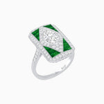 Load image into Gallery viewer, Art Deco Inspired Oval Gemstone Mosaic Diamond Ring - Shahin Jewelry