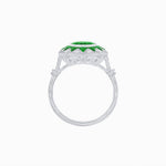 Load image into Gallery viewer, Art Deco Inspired Oval Starburst Calibré-Cut Halo Ring - Shahin Jewelry