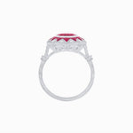 Load image into Gallery viewer, Art Deco Inspired Oval Starburst Calibré-Cut Halo Ring - Shahin Jewelry