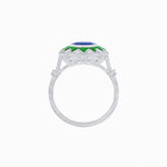 Load image into Gallery viewer, Art Deco Inspired Oval Starburst Calibré-Cut Halo Ring - Shahin Jewelry