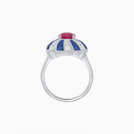 Load image into Gallery viewer, Art Deco Inspired Oval Sunburst Cocktail Ring with Calibré-Cut Gemstones - Shahin Jewelry