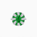 Load image into Gallery viewer, Art Deco Inspired Oval Sunburst Cocktail Ring with Calibré-Cut Gemstones - Shahin Jewelry