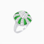 Load image into Gallery viewer, Art Deco Inspired Oval Sunburst Cocktail Ring with Calibré-Cut Gemstones - Shahin Jewelry