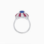 Load image into Gallery viewer, Art Deco Inspired Oval Sunburst Cocktail Ring with Calibré-Cut Gemstones - Shahin Jewelry