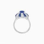 Load image into Gallery viewer, Art Deco Inspired Oval Sunburst Cocktail Ring with Calibré-Cut Gemstones - Shahin Jewelry
