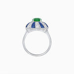 Load image into Gallery viewer, Art Deco Inspired Oval Sunburst Cocktail Ring with Calibré-Cut Gemstones - Shahin Jewelry