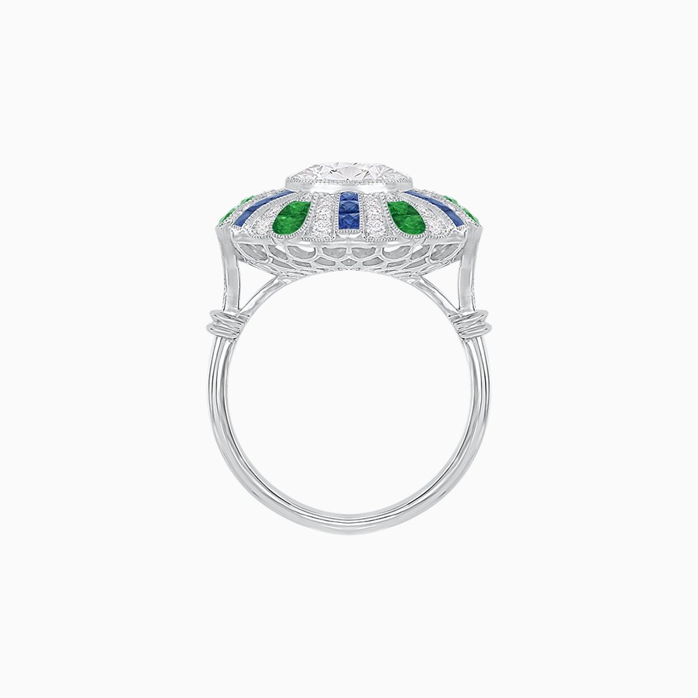 Art Deco Inspired Peacock Diamond Ring - Shahin Jewelry