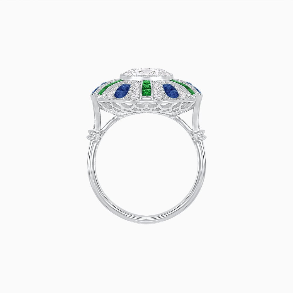 Art Deco Inspired Peacock Diamond Ring - Shahin Jewelry