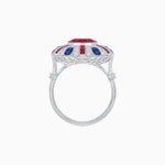 Load image into Gallery viewer, Art Deco-Inspired Peacock Diamond Ring Custom Center Stone | Fan Motif Halo | Hand-Applied Milgrain - Shahin Jewelry