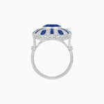 Load image into Gallery viewer, Art Deco-Inspired Peacock Diamond Ring Custom Center Stone | Fan Motif Halo | Hand-Applied Milgrain - Shahin Jewelry