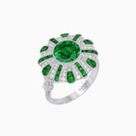 Load image into Gallery viewer, Art Deco-Inspired Peacock Diamond Ring Custom Center Stone | Fan Motif Halo | Hand-Applied Milgrain - Shahin Jewelry