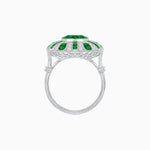Load image into Gallery viewer, Art Deco-Inspired Peacock Diamond Ring Custom Center Stone | Fan Motif Halo | Hand-Applied Milgrain - Shahin Jewelry