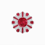 Load image into Gallery viewer, Art Deco-Inspired Peacock Diamond Ring Custom Center Stone | Fan Motif Halo | Hand-Applied Milgrain - Shahin Jewelry