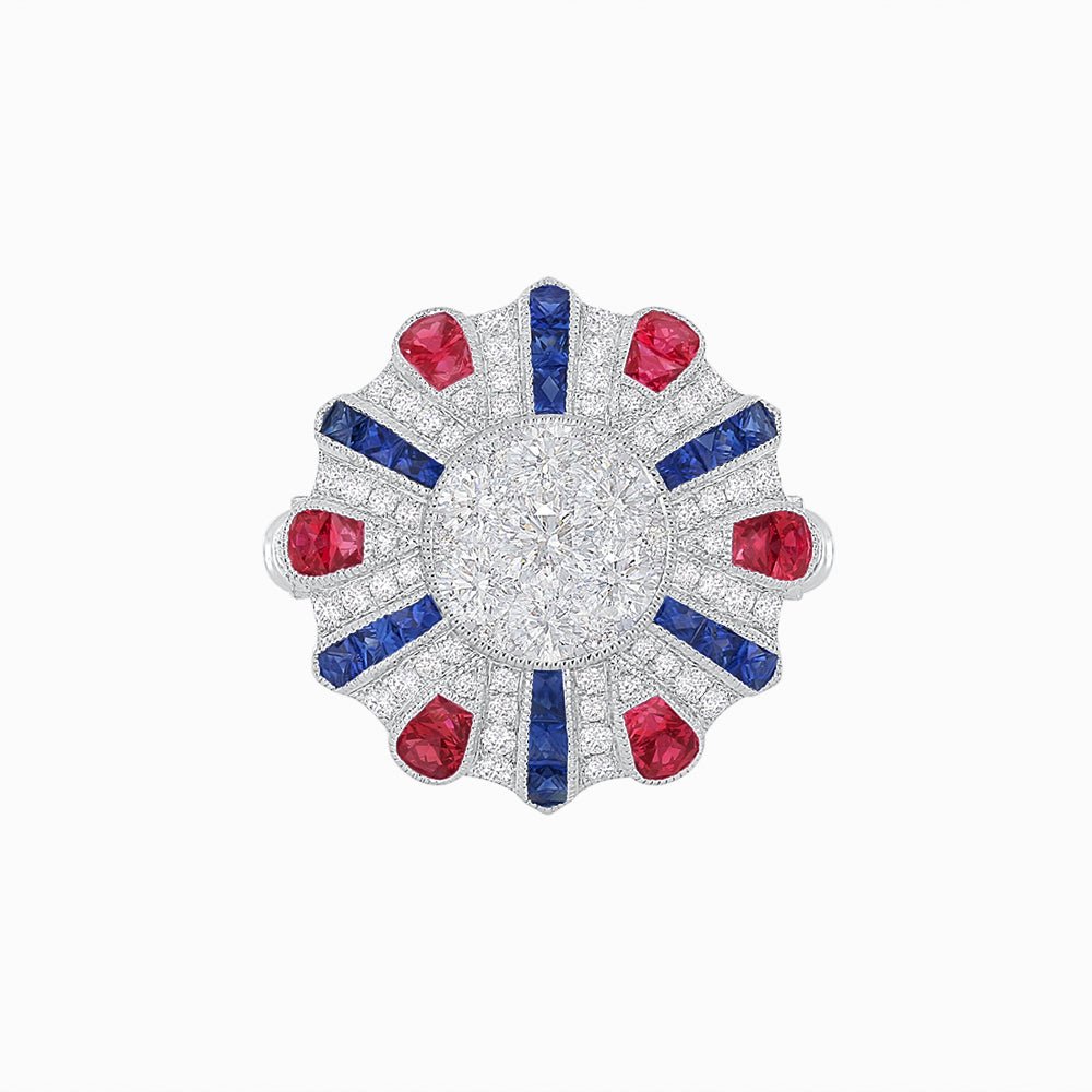 Art Deco Inspired Peacock illusion Setting Diamond Ring - Shahin Jewelry