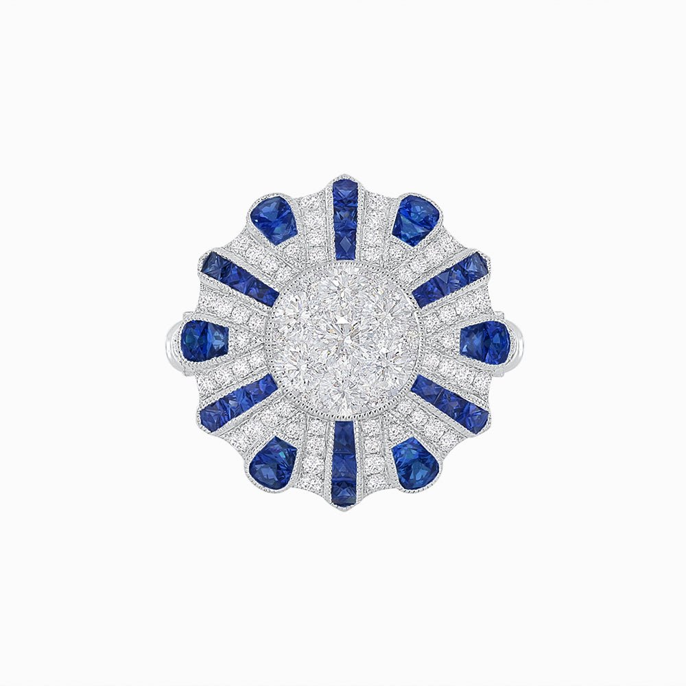 Art Deco Inspired Peacock illusion Setting Diamond Ring - Shahin Jewelry