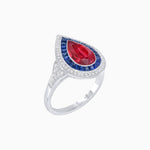 Load image into Gallery viewer, Art Deco Inspired Pear Cut Gemstone Double Halo Ring - Shahin Jewelry