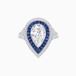 Load image into Gallery viewer, Art Deco Inspired Pear Cut Gemstone Double Halo Ring - Shahin Jewelry