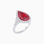 Load image into Gallery viewer, Art Deco Inspired Pear Cut Gemstone Double Halo Ring - Shahin Jewelry