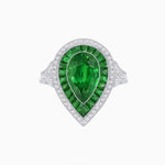 Load image into Gallery viewer, Art Deco Inspired Pear Cut Gemstone Double Halo Ring - Shahin Jewelry