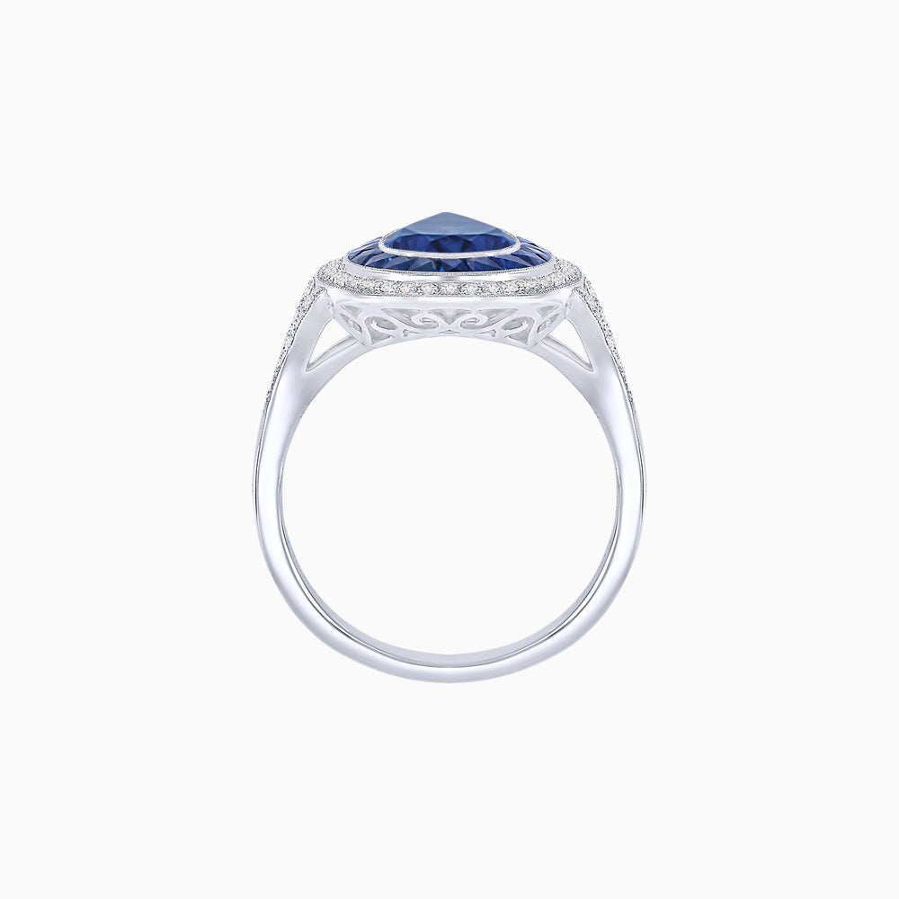 Art Deco Inspired Pear Cut Gemstone Double Halo Ring - Shahin Jewelry
