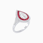 Load image into Gallery viewer, Art Deco Inspired Pear Cut Gemstone Double Halo Ring - Shahin Jewelry