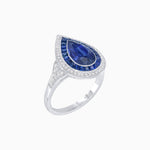 Load image into Gallery viewer, Art Deco Inspired Pear Cut Gemstone Double Halo Ring - Shahin Jewelry