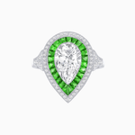 Load image into Gallery viewer, Art Deco Inspired Pear Cut Gemstone Double Halo Ring - Shahin Jewelry