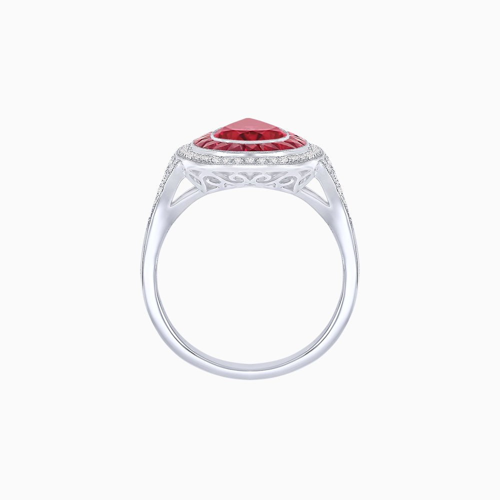 Art Deco Inspired Pear Cut Gemstone Double Halo Ring - Shahin Jewelry