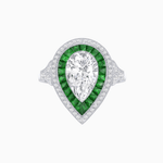 Load image into Gallery viewer, Art Deco Inspired Pear Cut Gemstone Double Halo Ring - Shahin Jewelry
