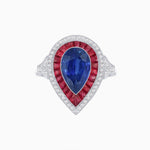 Load image into Gallery viewer, Art Deco Inspired Pear Cut Gemstone Double Halo Ring - Shahin Jewelry