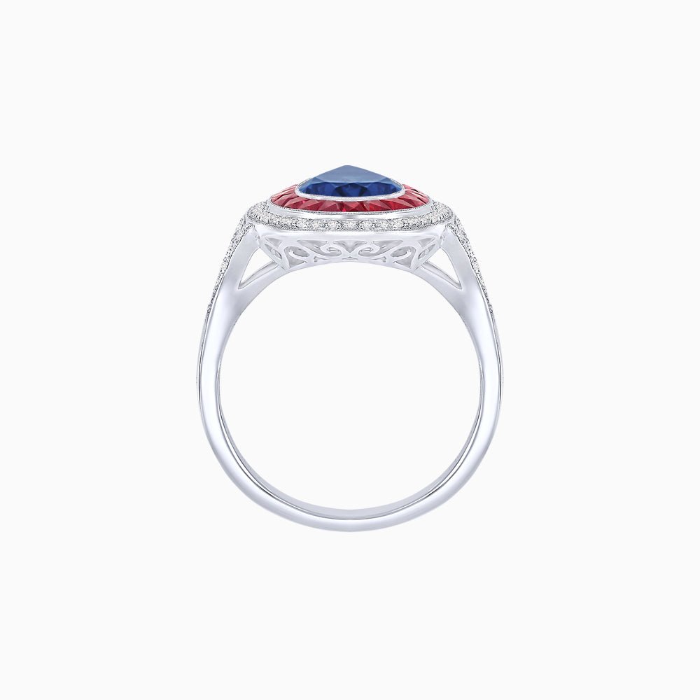 Art Deco Inspired Pear Cut Gemstone Double Halo Ring - Shahin Jewelry