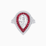 Load image into Gallery viewer, Art Deco Inspired Pear Cut Gemstone Double Halo Ring - Shahin Jewelry
