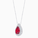 Load image into Gallery viewer, Art Deco Inspired Pear Shape Baguette-Cut Double Halo Pendant - Shahin Jewelry