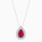 Load image into Gallery viewer, Art Deco Inspired Pear Shape Baguette-Cut Double Halo Pendant - Shahin Jewelry