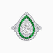 Art Deco Inspired Pear Shape Diamond Ring - Shahin Jewelry