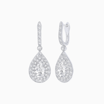 Load image into Gallery viewer, Art Deco Inspired Pear Shape Double Halo Drop Earrings - Shahin Jewelry