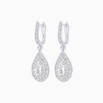 Load image into Gallery viewer, Art Deco Inspired Pear Shape Double Halo Drop Earrings - Shahin Jewelry